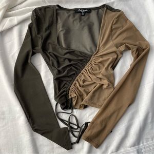 Sheer mesh green/ brown long sleeve top